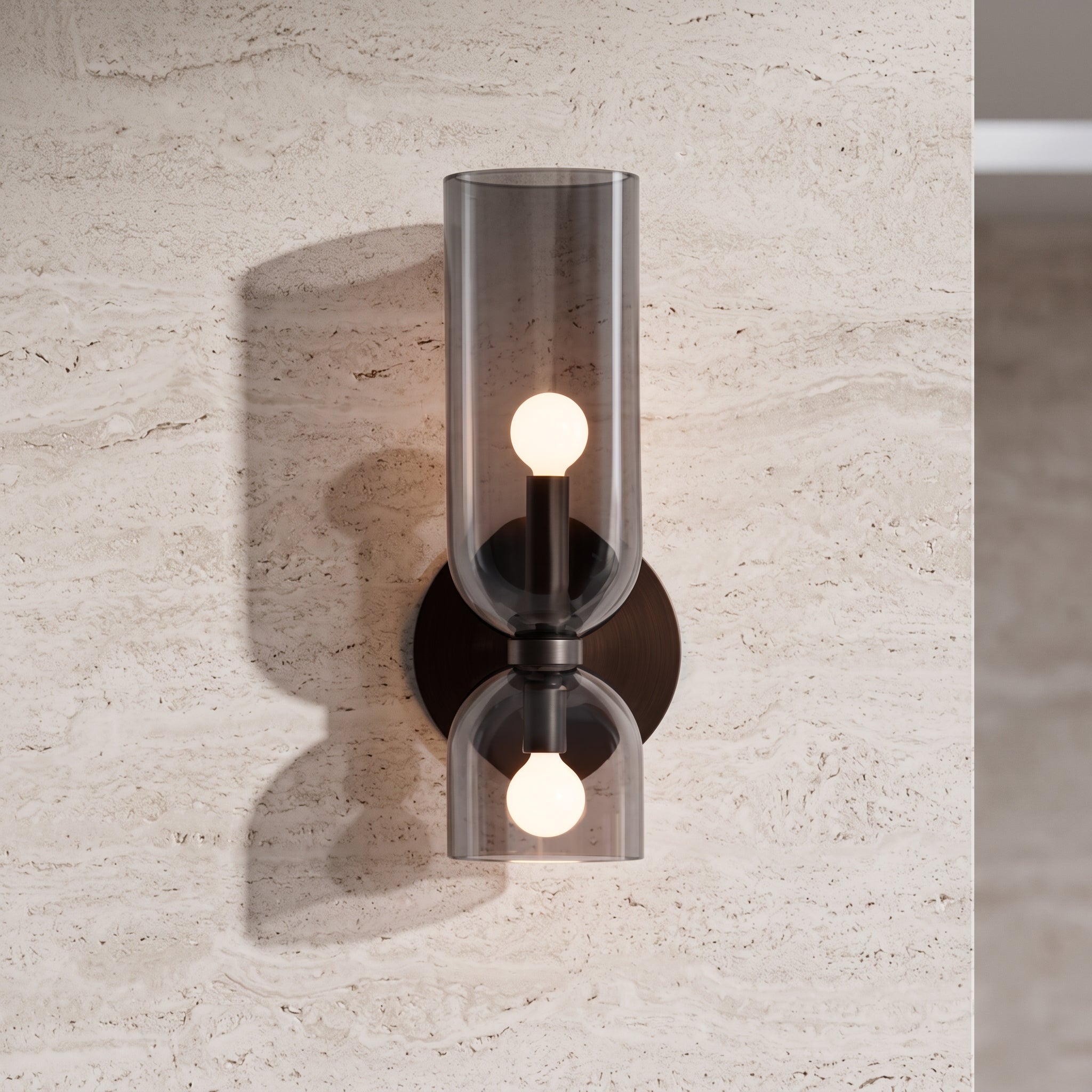 Wall light with frosted glass shade - gray