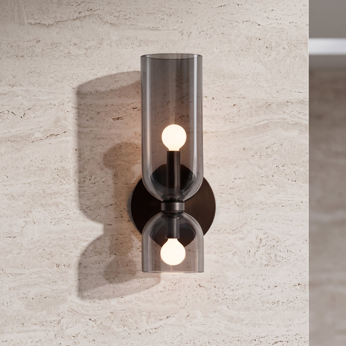 Wall light with frosted glass shade - gray