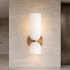 Wall light with frosted glass shade - white