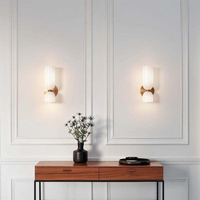 Wall light with frosted glass shade
