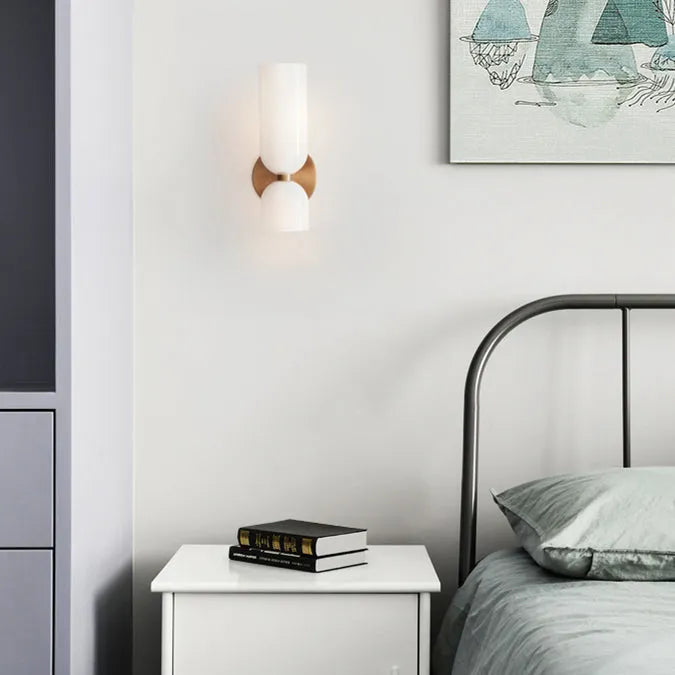 Wall light with frosted glass shade