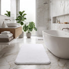 Bath Mat with Long Pile Non Slip Backing - white