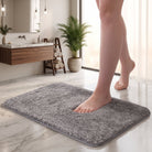 Bath Mat with Long Pile Non Slip Backing - gray