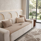 Sofa Seat Cover Quilted Non Slip Protector - taupe sand