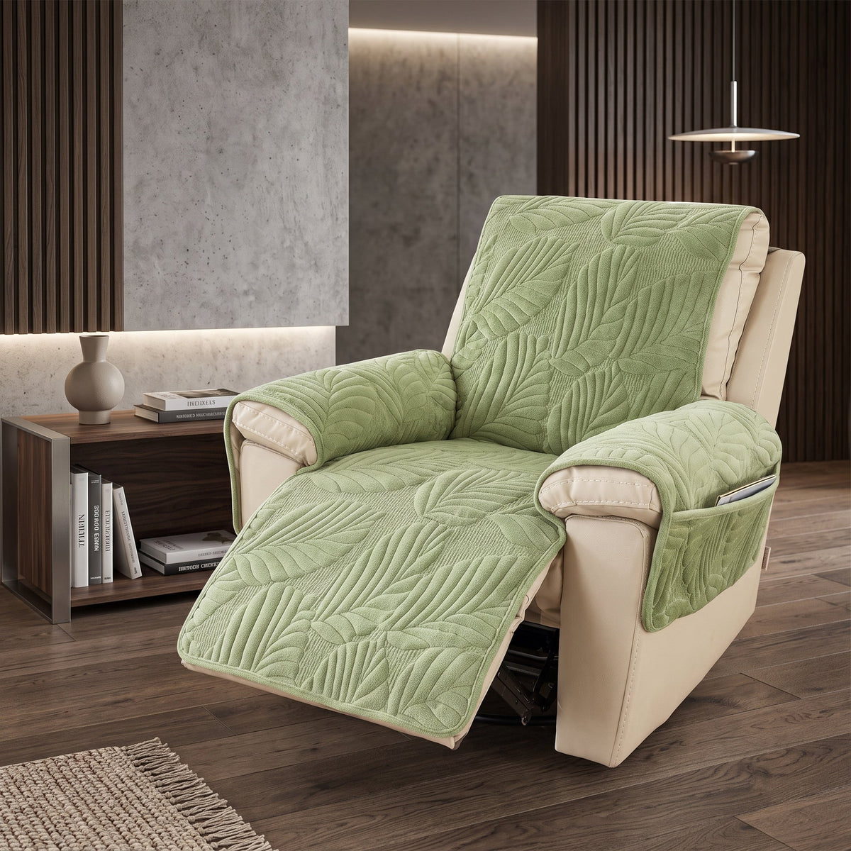 Armchair Cover Quilted Non Slip Protector - green