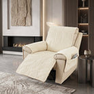 Armchair Cover Quilted Non Slip Protector - beige