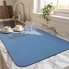 Dish Drying Mat Non Slip Kitchen Counter - blue