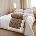 Sherpa Throw Blanket Reversible Winter Design - espresso