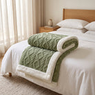 Sherpa Throw Blanket Reversible Winter Design - matcha