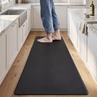 Kitchen floor mat with anti-fatigue cushioning - black