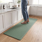 Kitchen floor mat with anti-fatigue cushioning - green