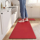 Kitchen floor mat with anti-fatigue cushioning - red
