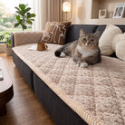 Sofa seat protector cover with quilted pattern - beige refuge