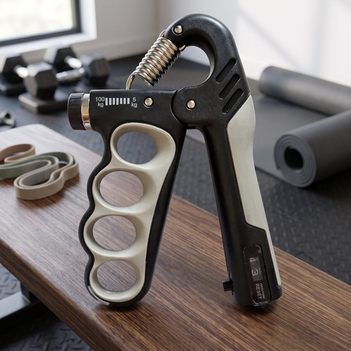 Hand Grip Strengthener with Adjustable Resistance and Counter - gray