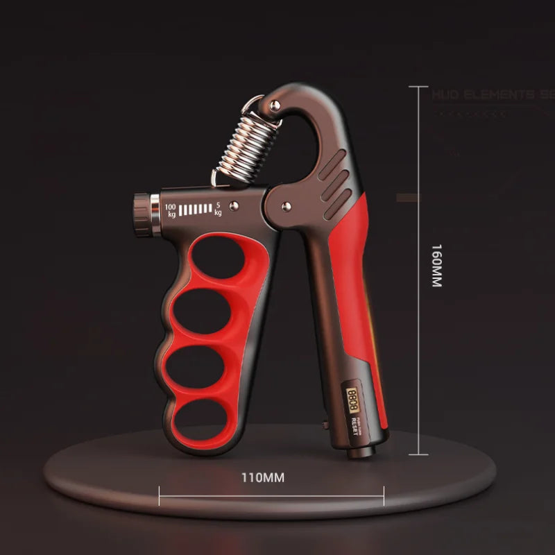 Hand Grip Strengthener with Adjustable Resistance and Counter