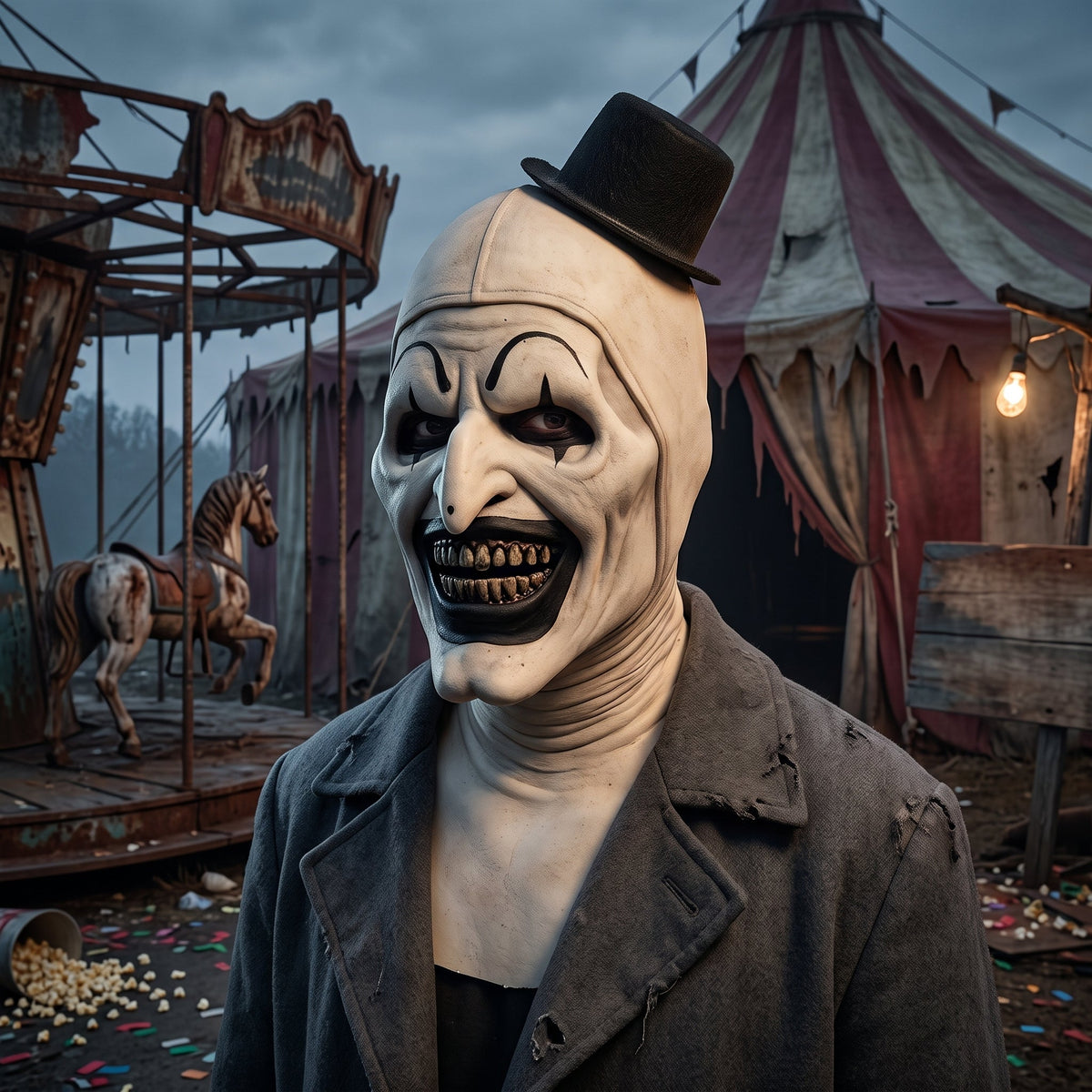 Halloween Costume with Scary Clown Design and Matching Mask