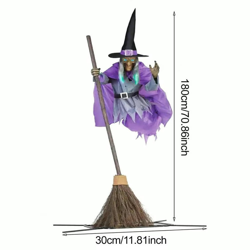 Halloween Decoration with Flying Witch and Light Effects