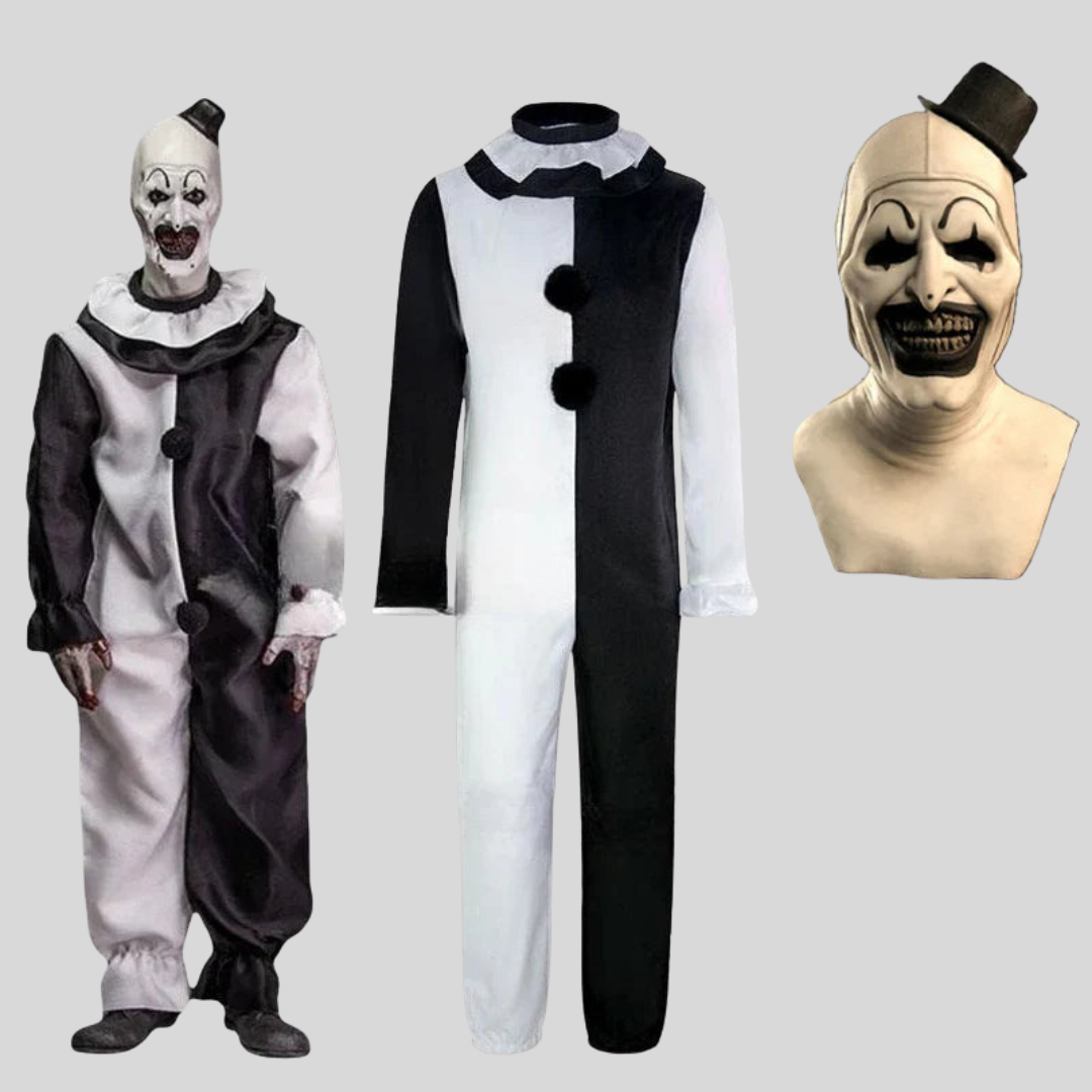 Halloween Costume with Scary Clown Design and Matching Mask