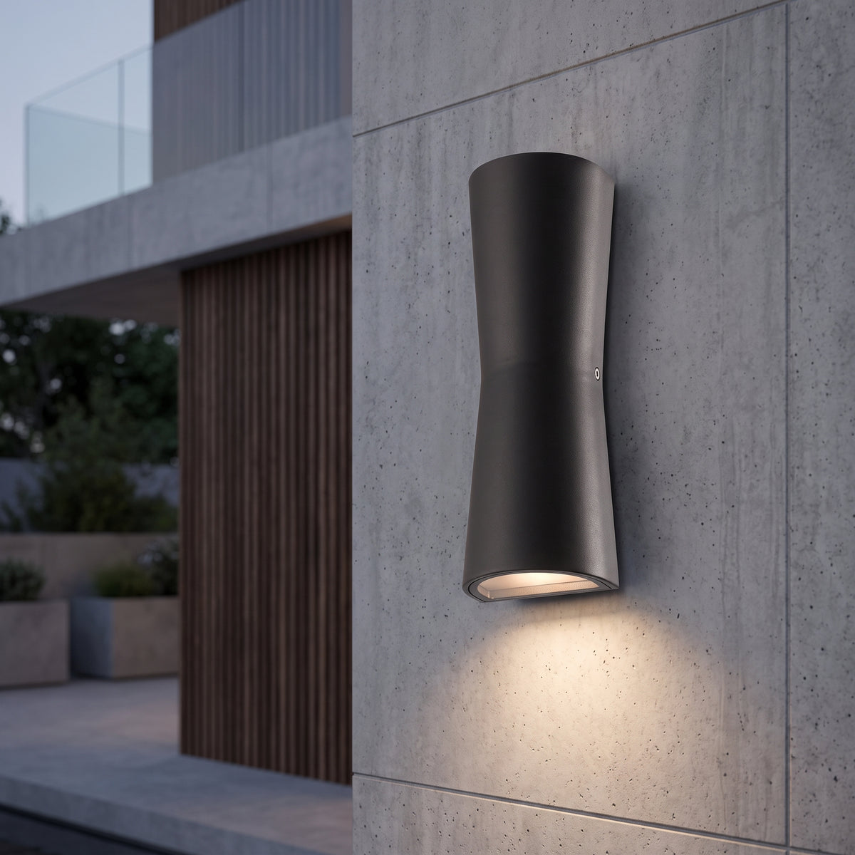 Outdoor wall light with double heads - black