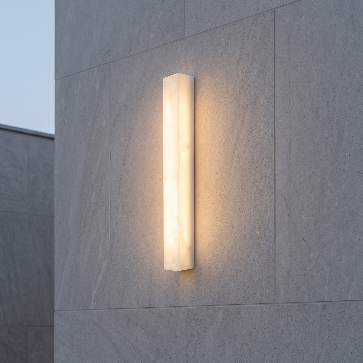 Wall light fixture with rectangular marble panel