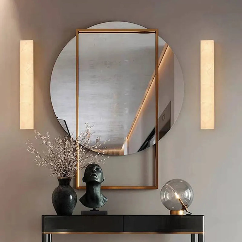 Wall light fixture with rectangular marble panel