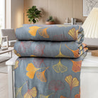 Quilted bedspread blanket set with ginkgo leaves