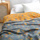 Quilted bedspread blanket set with ginkgo leaves