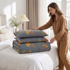 Quilted bedspread blanket set with ginkgo leaves