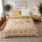 Cotton throw blanket with boho floral pattern - false sun