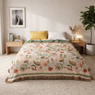 Cotton throw blanket with boho floral pattern - acero pink
