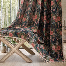 Window curtain panel with botanical floral pattern - green flower