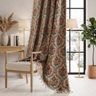 Window curtain panel with botanical floral pattern - autumn flowers