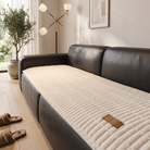 Sofa cover with quilted flannel effect design - cream lush