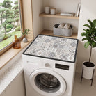 Washing machine mat cover with anti-slip design - gray plaid
