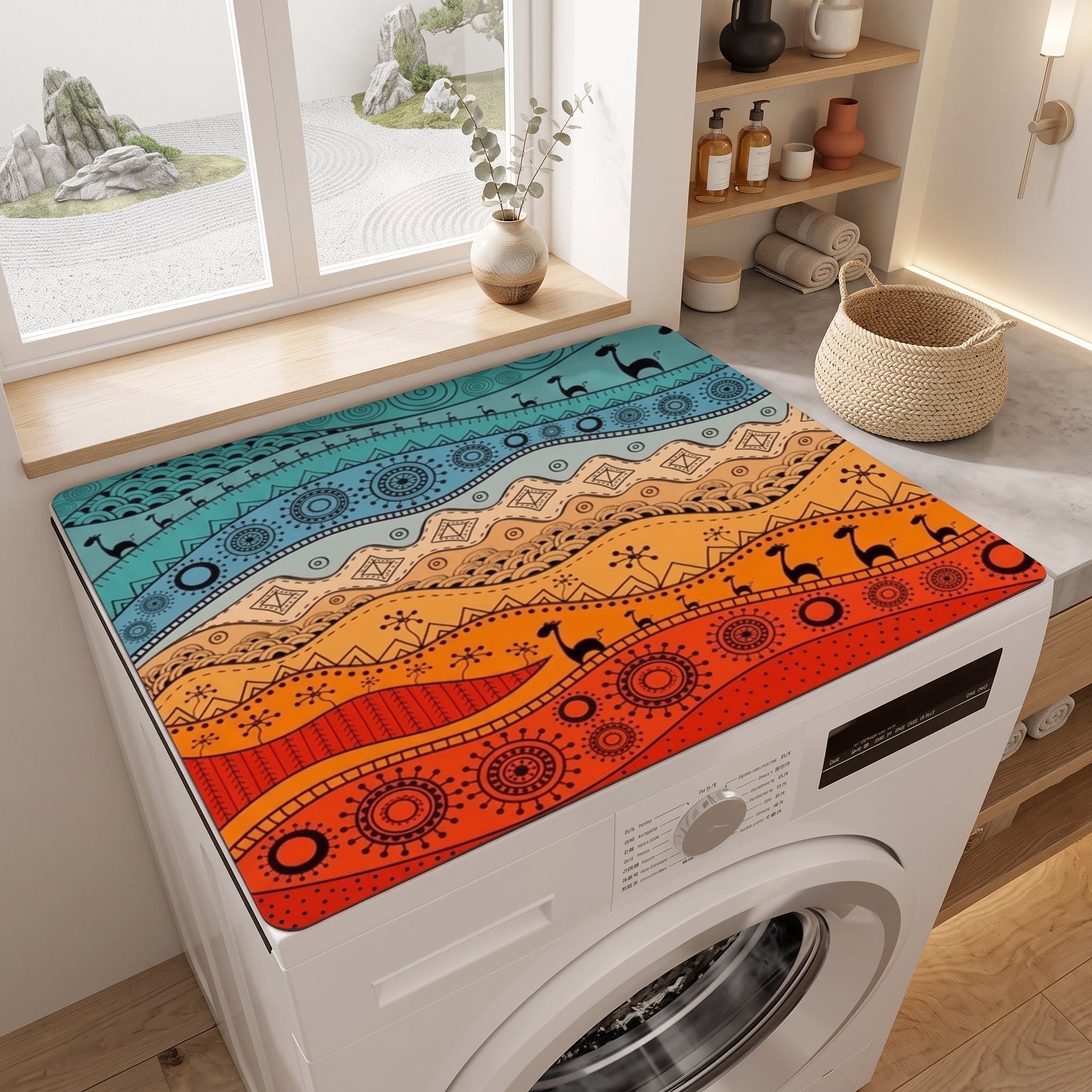 Washing machine mat cover with anti-slip design - desert