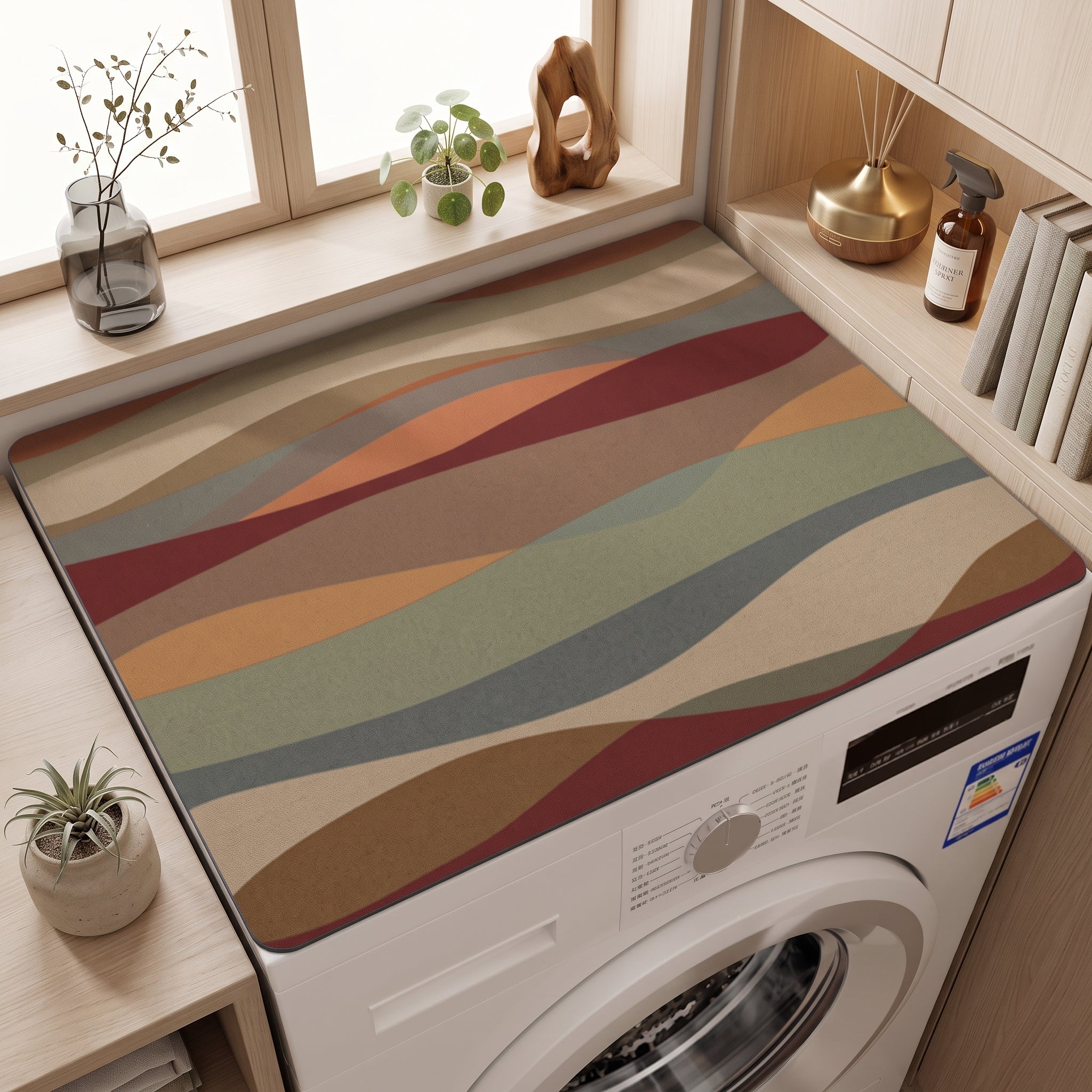 Washing machine mat cover with anti-slip design - abstract