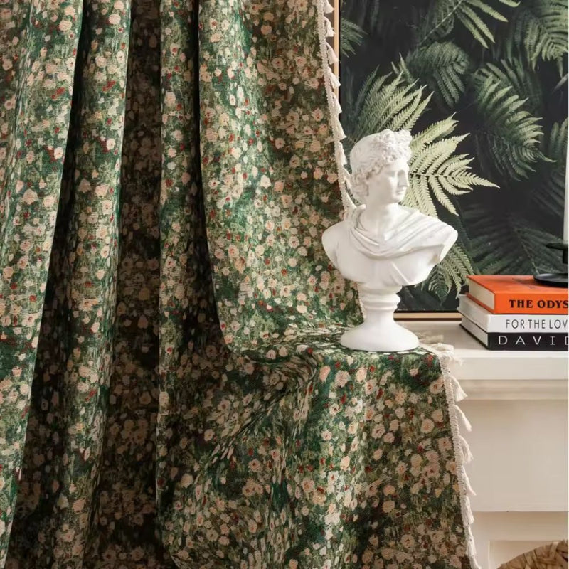 Window curtain panel with botanical floral pattern