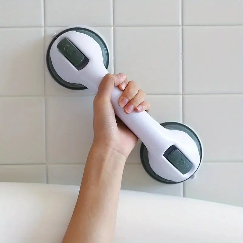 Bathroom safety grab handle with suction cup
