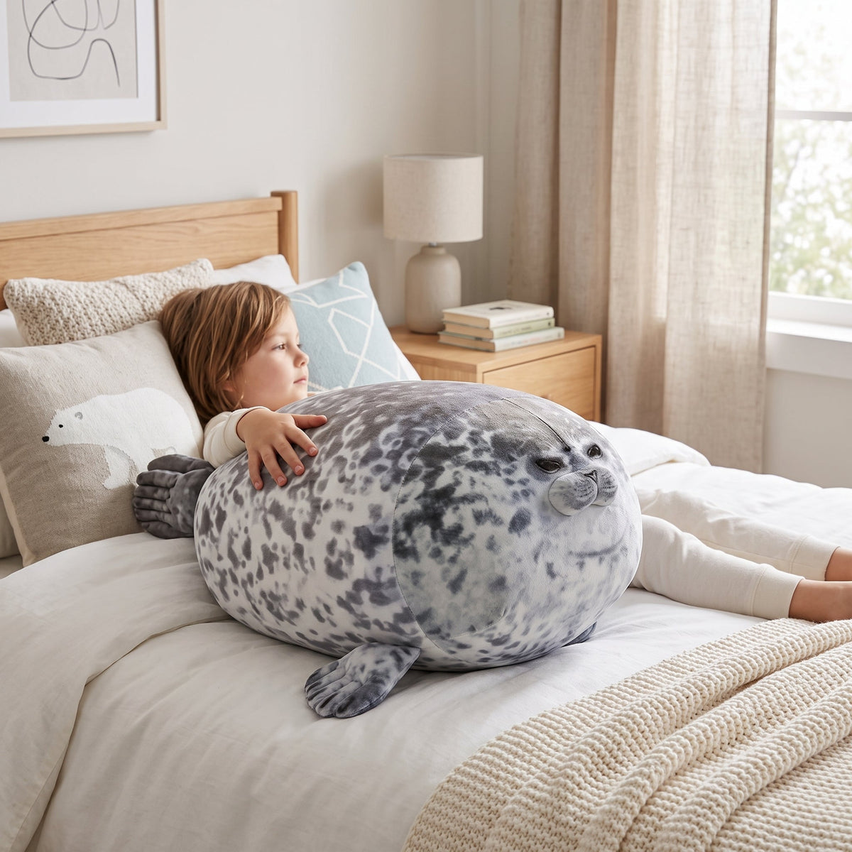Plush Seal Pillow Toy with Round Shape for Kids