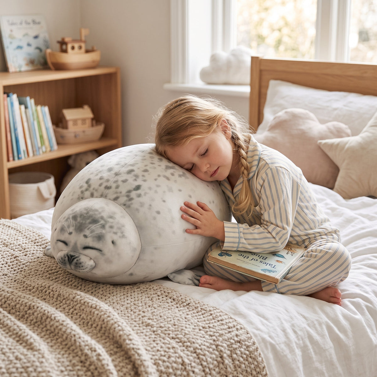 Plush Seal Pillow Toy with Round Shape for Kids