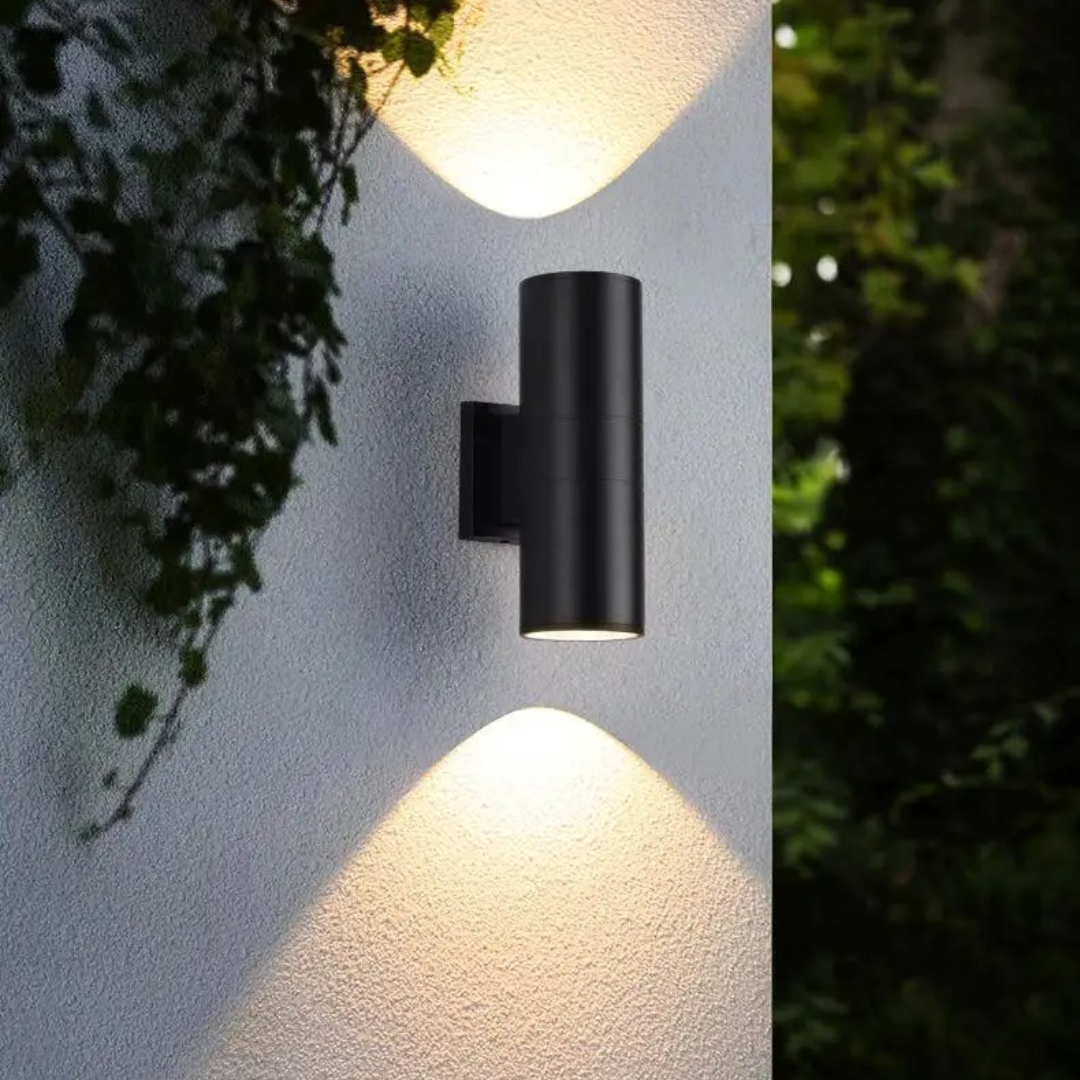 Cylinder outdoor wall light with up down lighting