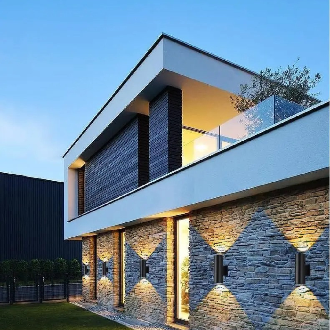 Cylinder outdoor wall light with up down lighting