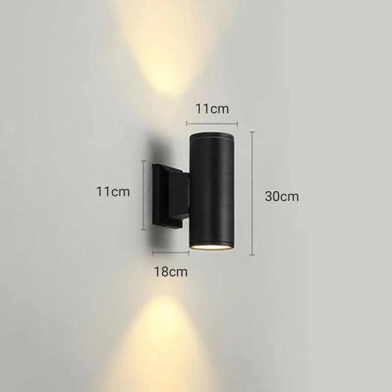 Cylinder outdoor wall light with up down lighting