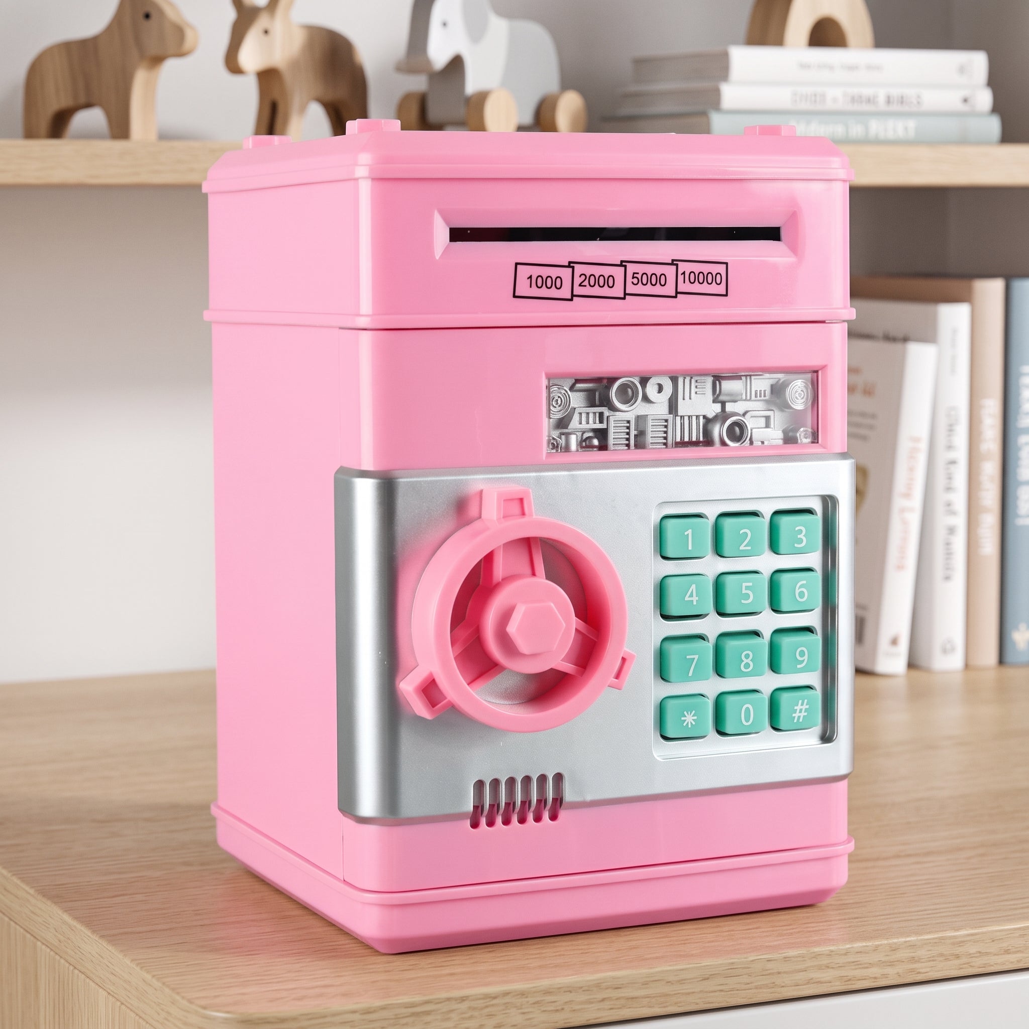 Electronic kids ATM money box with password lock - pink
