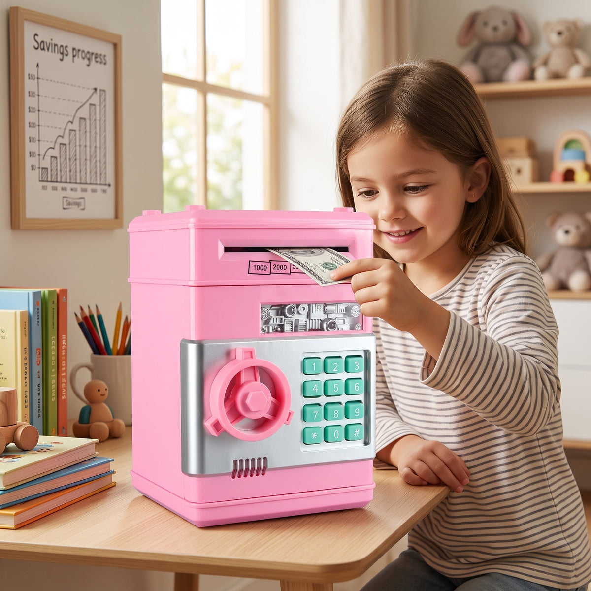Electronic kids ATM money box with password lock