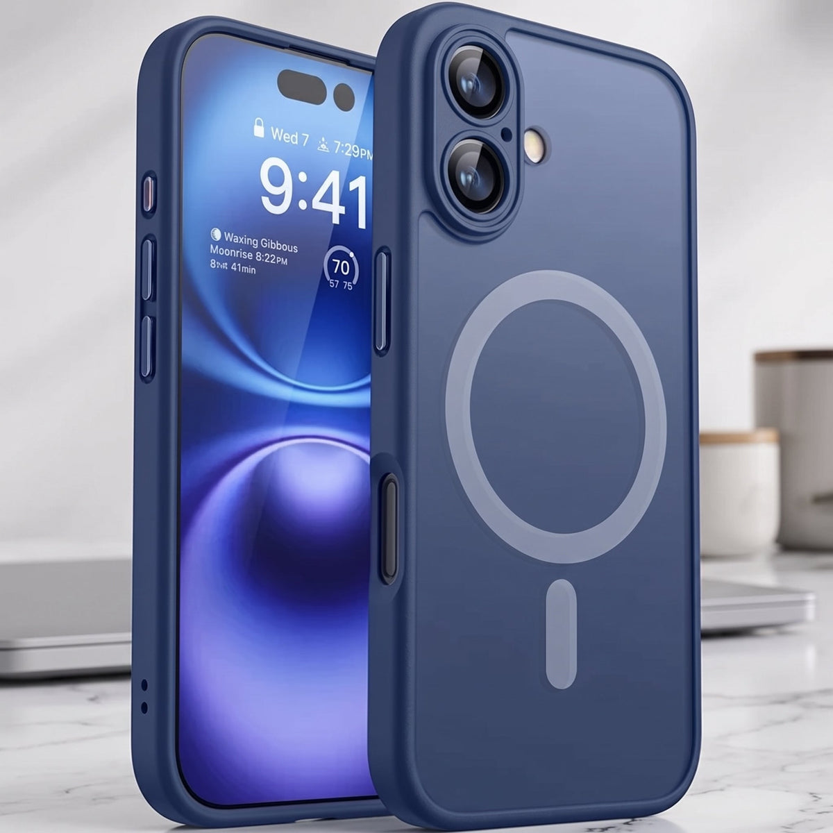 iPhone case with magnetic MagSafe matte finish - dark blue