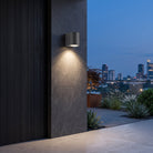 Outdoor wall light fixture with up down lighting