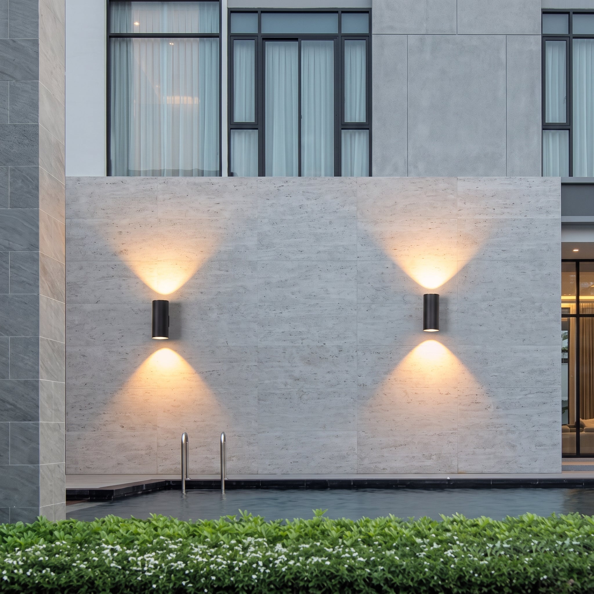 Outdoor wall light fixture with up down lighting