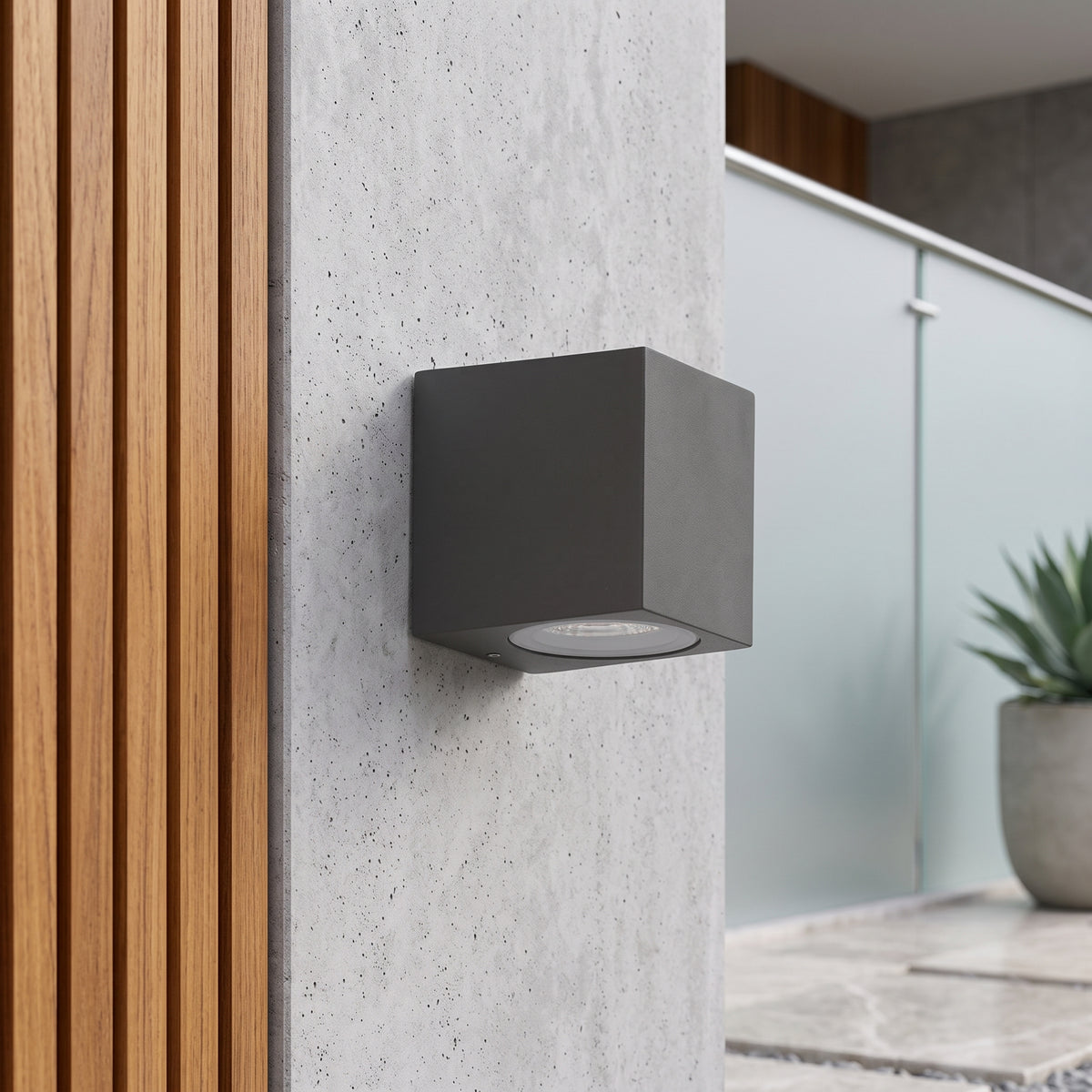 Outdoor wall light fixture with up down lighting