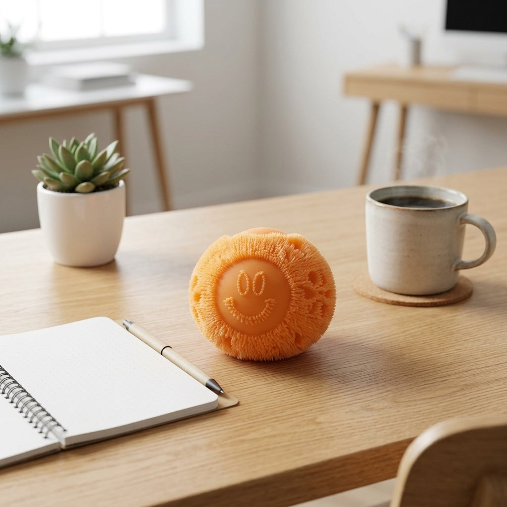 Fidget Stress Toy Fuzz Ball Desktop Ornament with Squishy Texture - orange